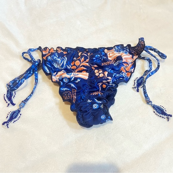 New! Agua Bendita Azure Alegria Floral Blue Bikini Bottom 3937 - Picture 5 of 9